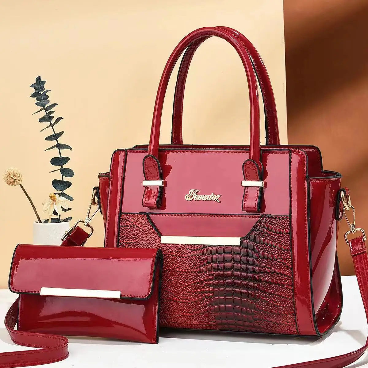 Women Fashion Handbags with large Capacity Crocodile Patterned PU Leather Bag 24Hr Smart